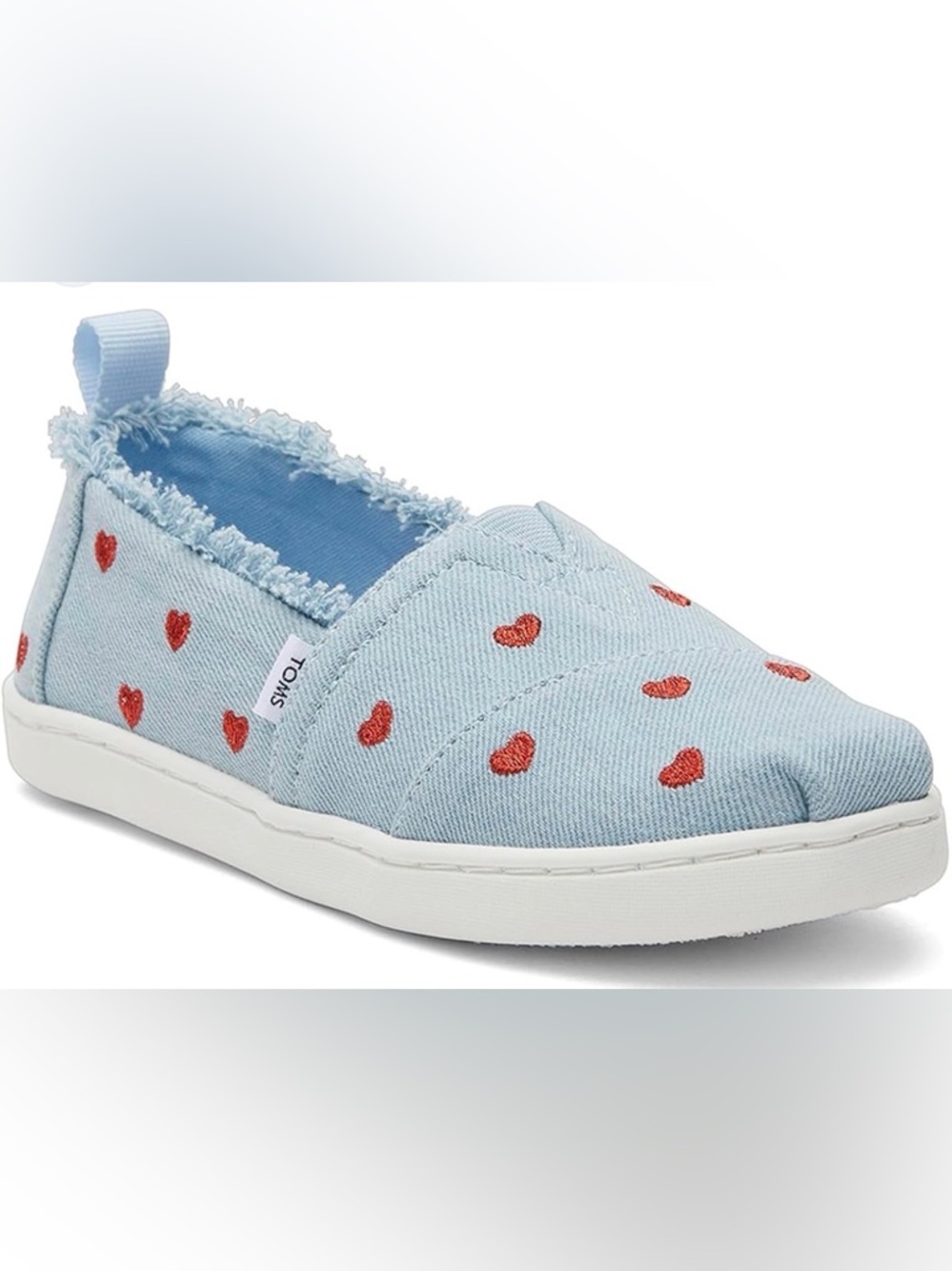 TOMS toddler girls Slip-On Sneakers with Red Heart Embroidery size 8